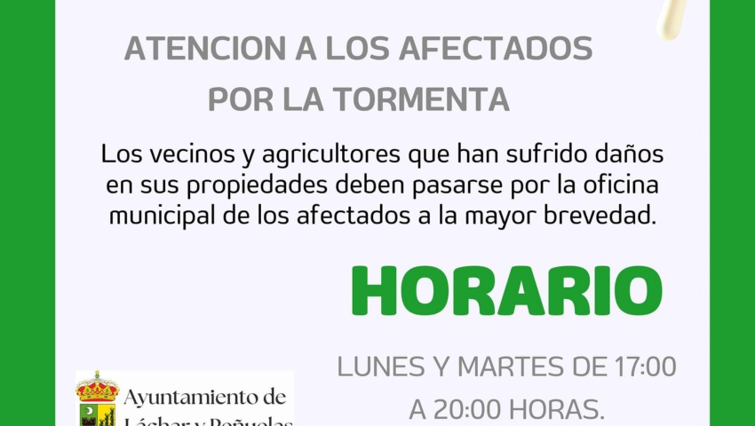 Atención a los afectados por la tormenta