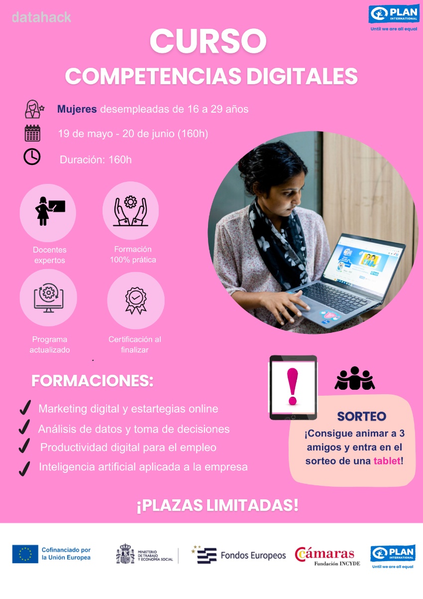 Curso Gratuito de Competencias Digitales. Para Mujeres de 16 a 29 Años.